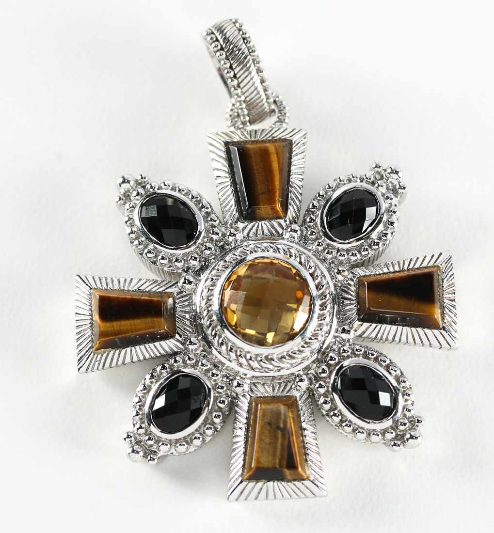 Judith Ripka Sterling Silver Bracelet and Pendant Set