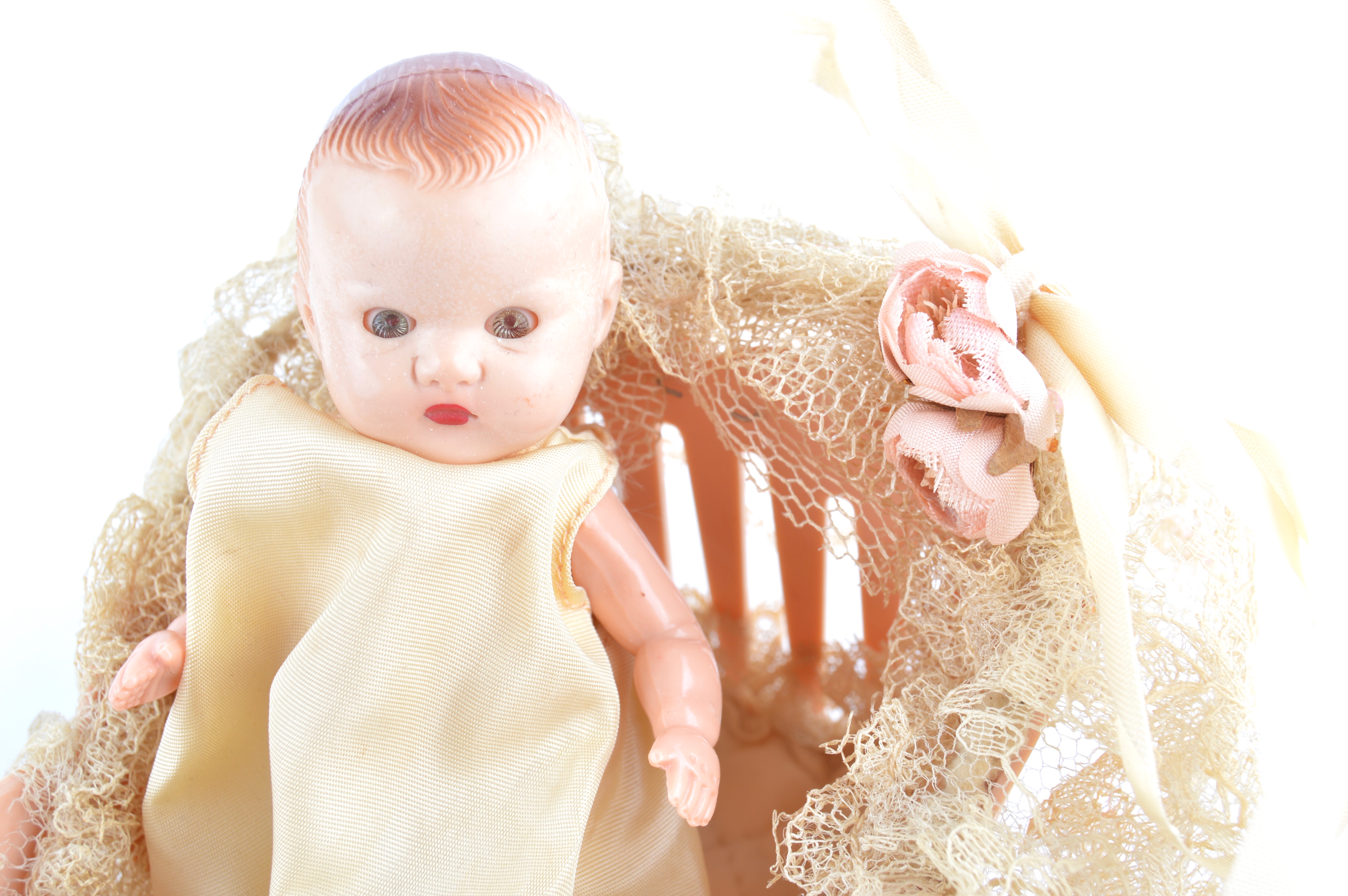 Three Vintage Hollywood Doll Baby Dolls with Bassinets