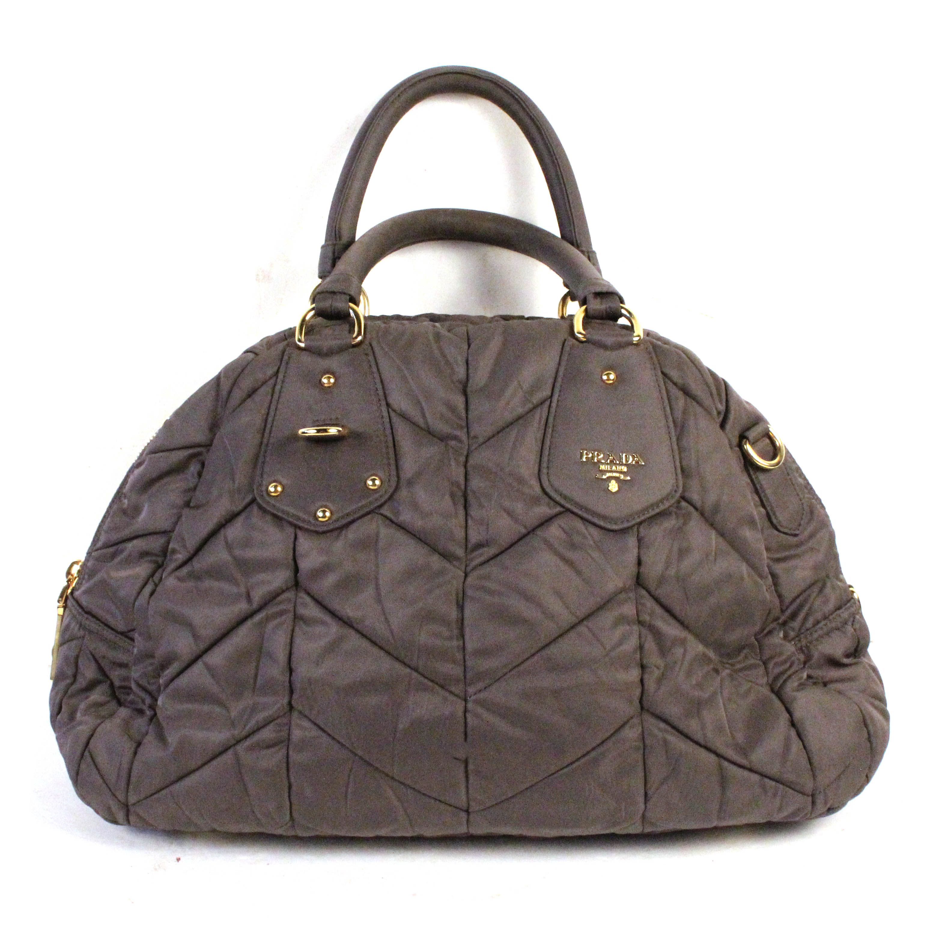 Taupe Nylon Prada Handbag