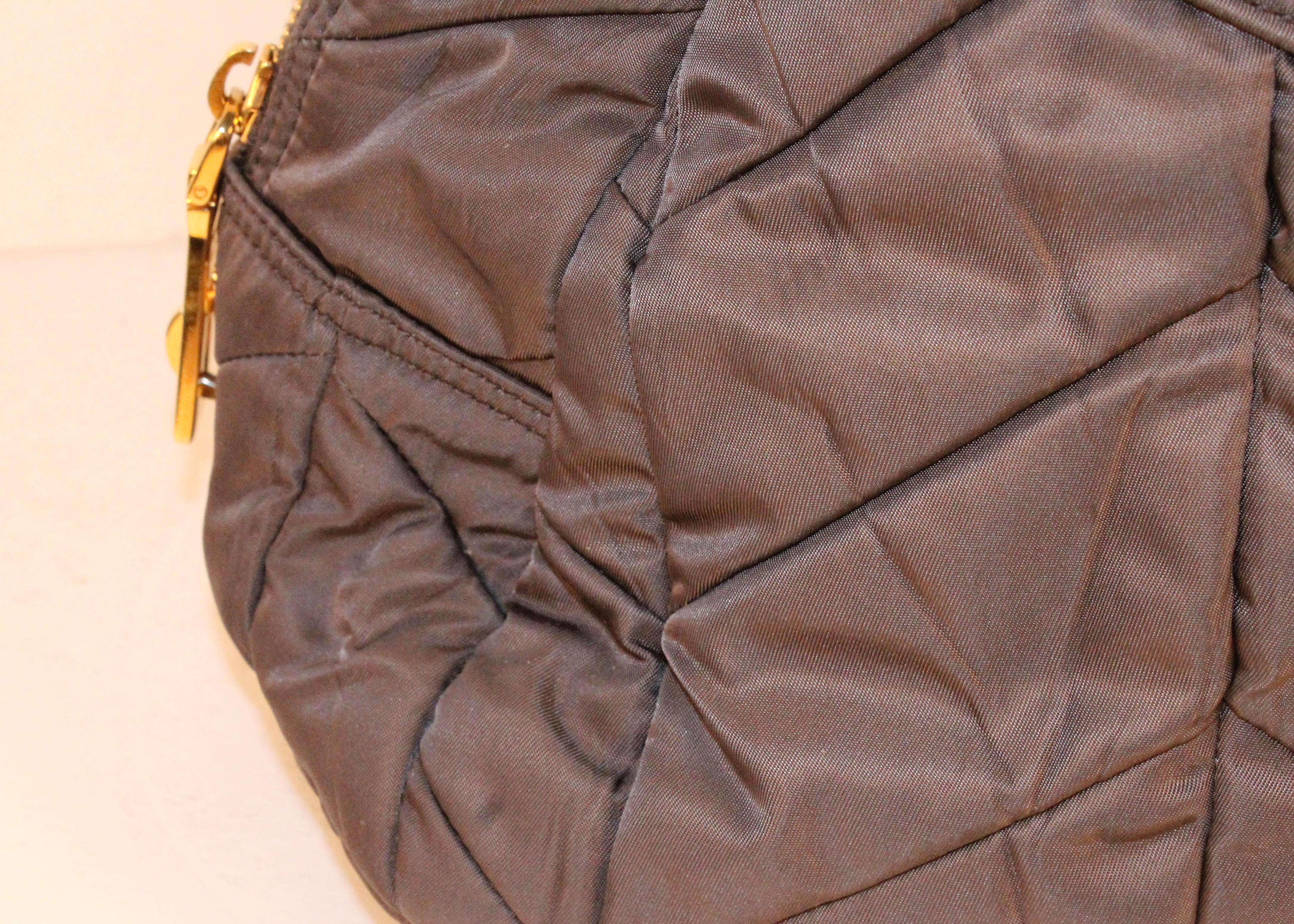 Taupe Nylon Prada Handbag