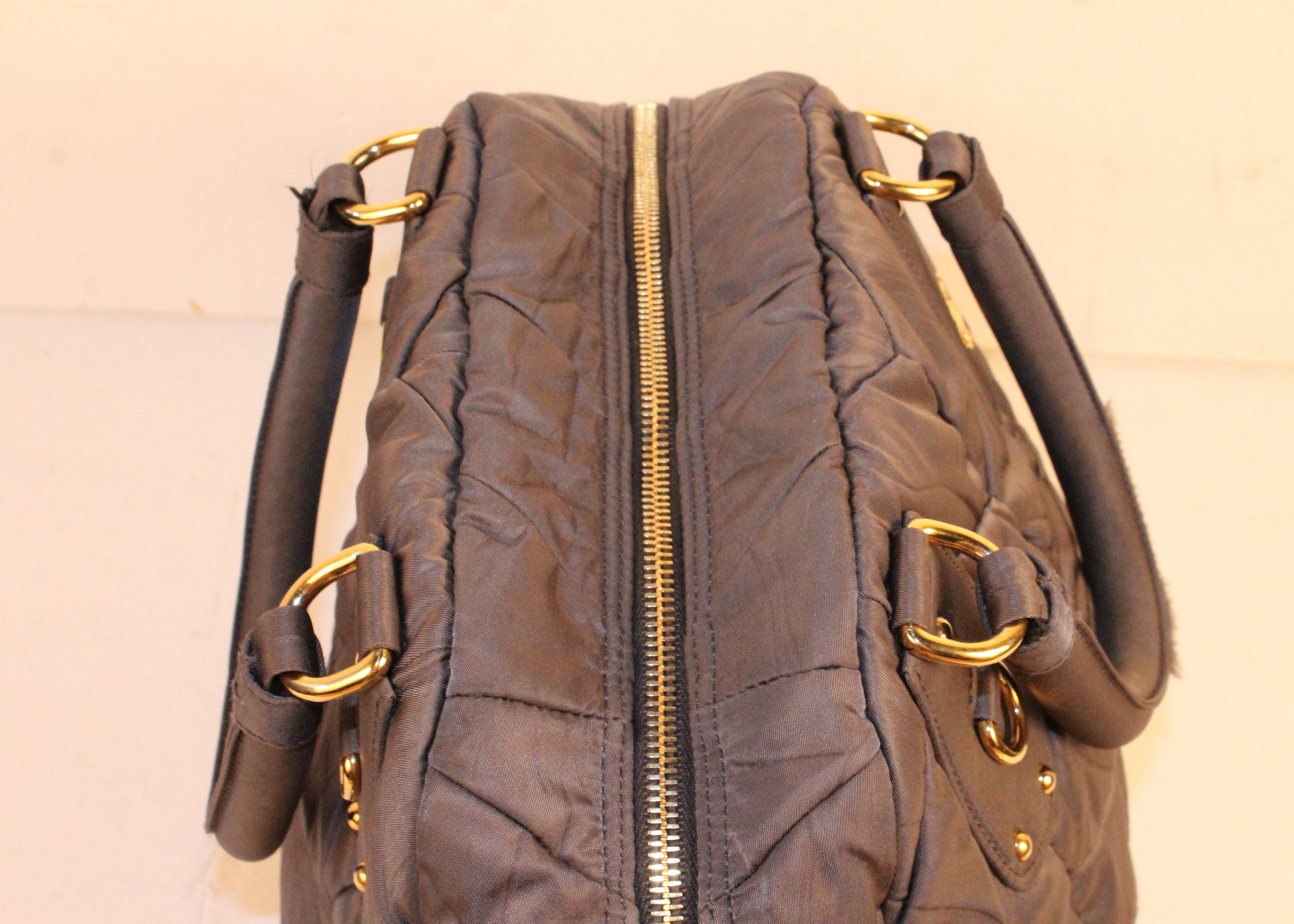 Taupe Nylon Prada Handbag