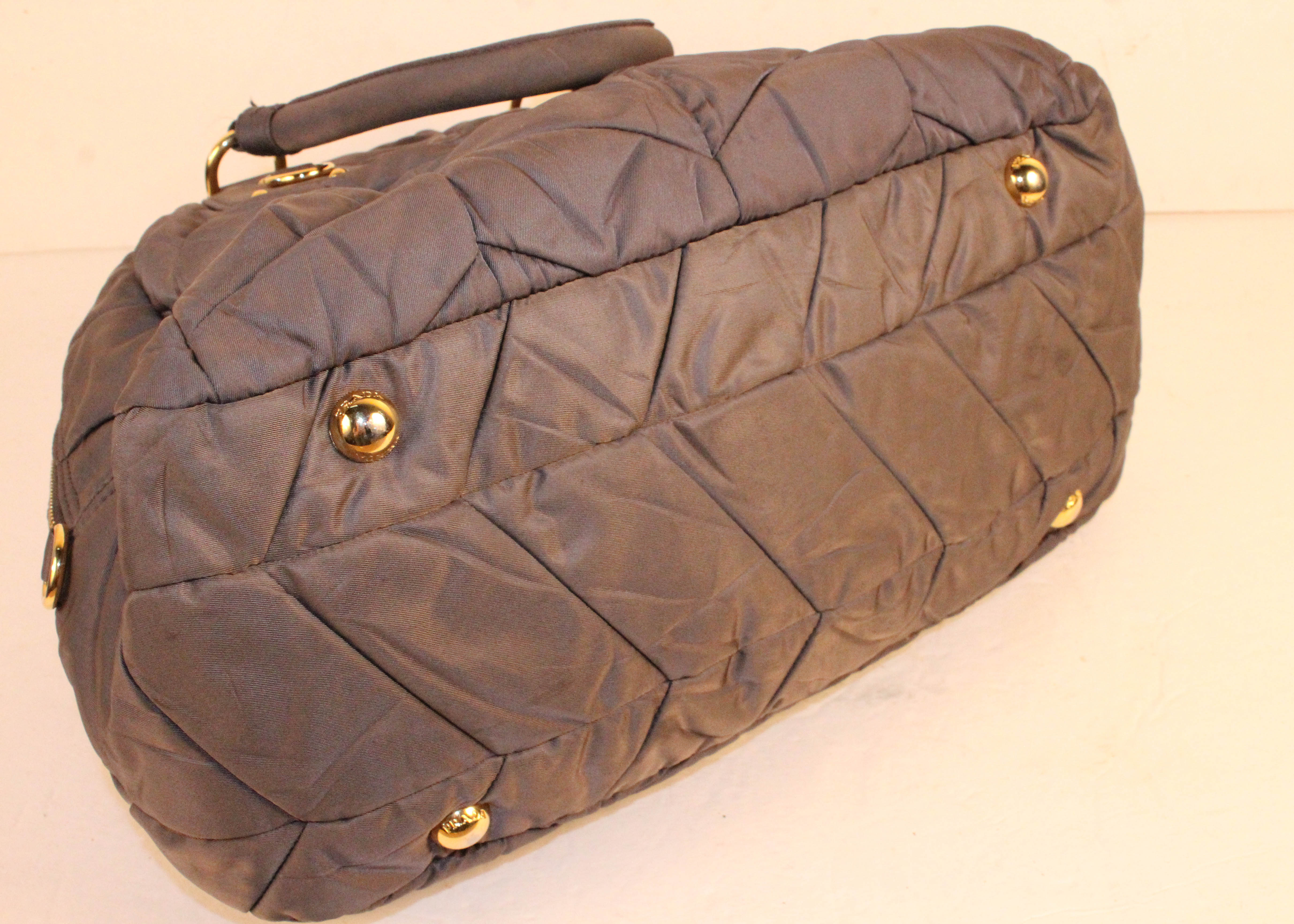 Taupe Nylon Prada Handbag