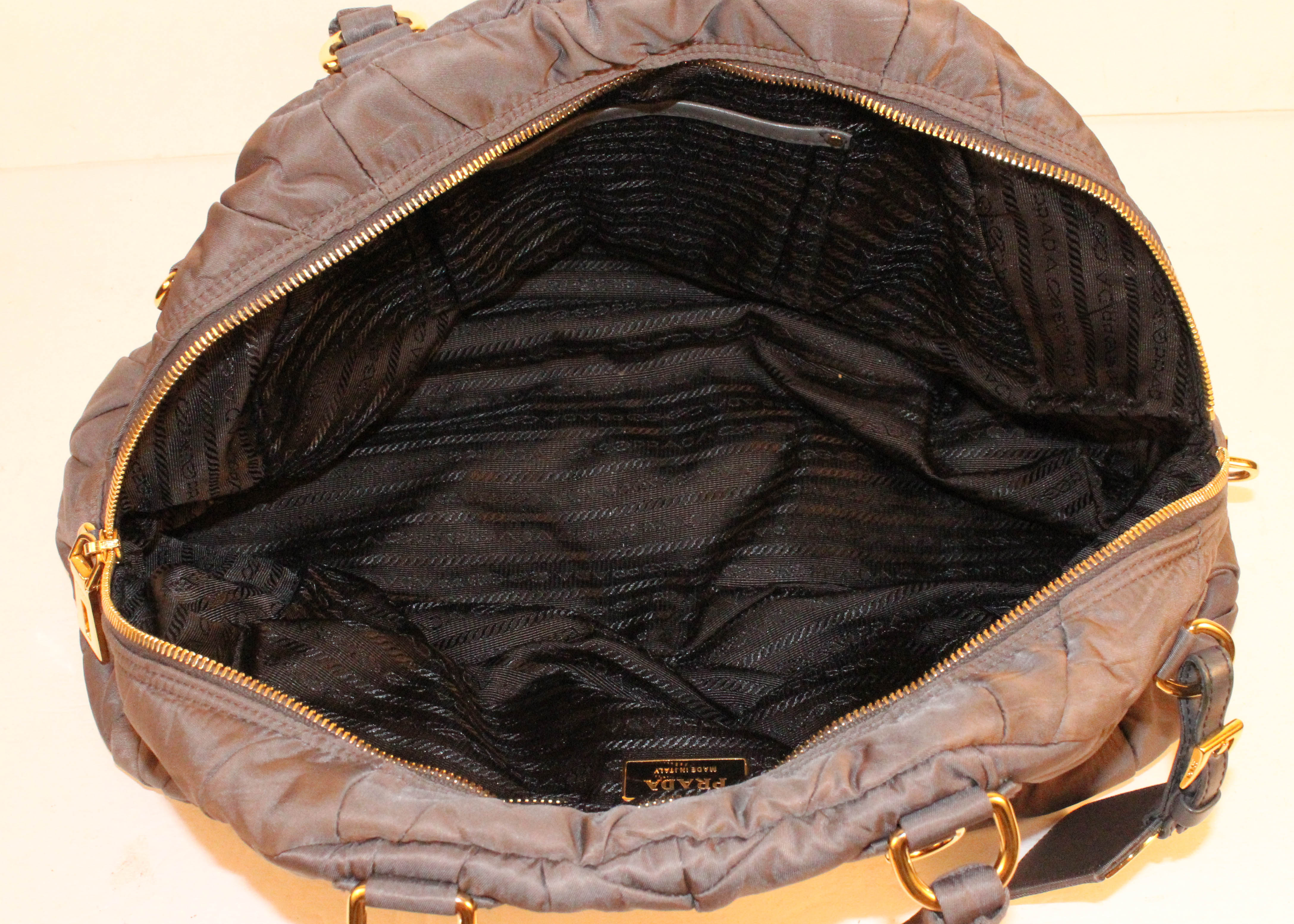 Taupe Nylon Prada Handbag