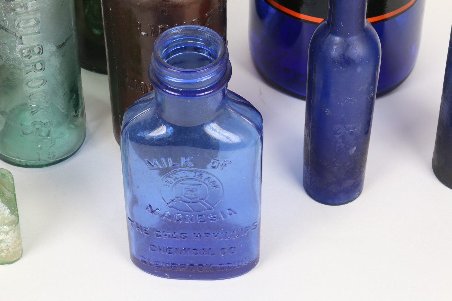 Viintage Colored Glass Bottle Collection