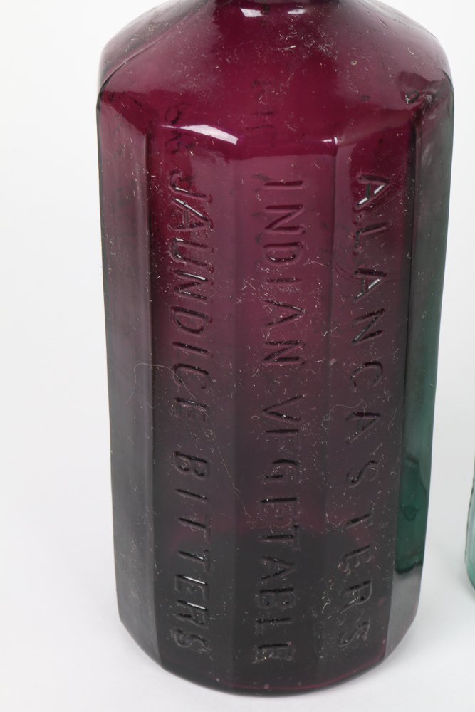 Viintage Colored Glass Bottle Collection