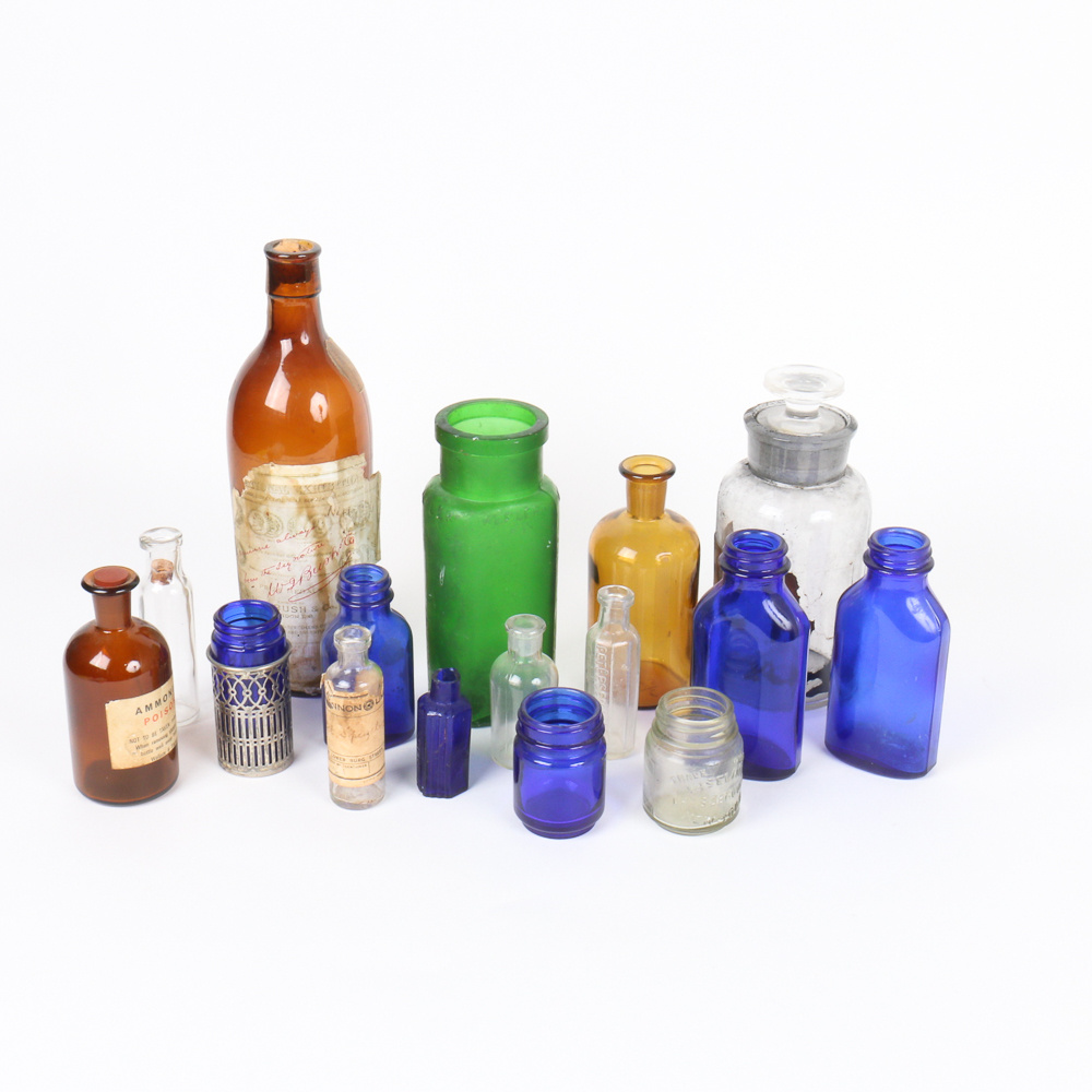 Vintage Glass Apothecary Bottle Collection
