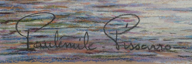 Paul-Émile Pissarro Pastel Drawing of Harbor Scene with Pissarro Authentification