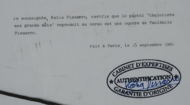 Paul-Émile Pissarro Pastel Drawing of Harbor Scene with Pissarro Authentification