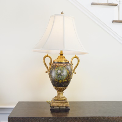 Urn Style Floral Painted Table Lamp