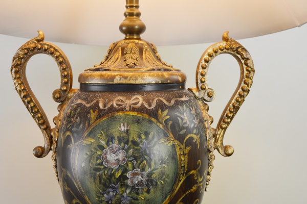 Urn Style Floral Painted Table Lamp