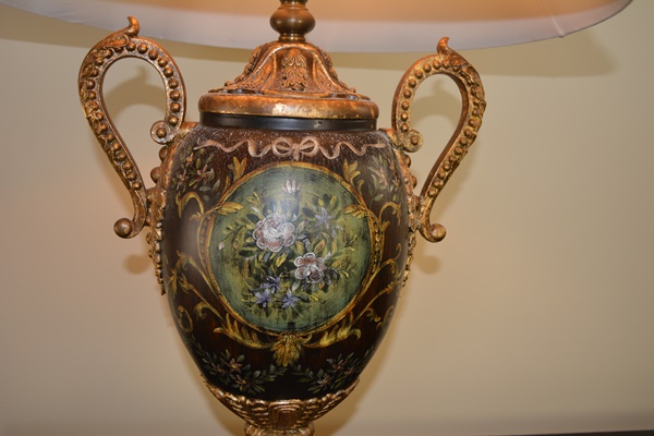 Urn Style Floral Painted Table Lamp