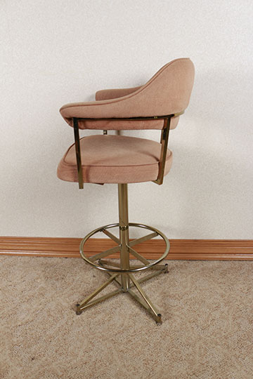 Four Vintage Upholstered Bar Stools in Rose