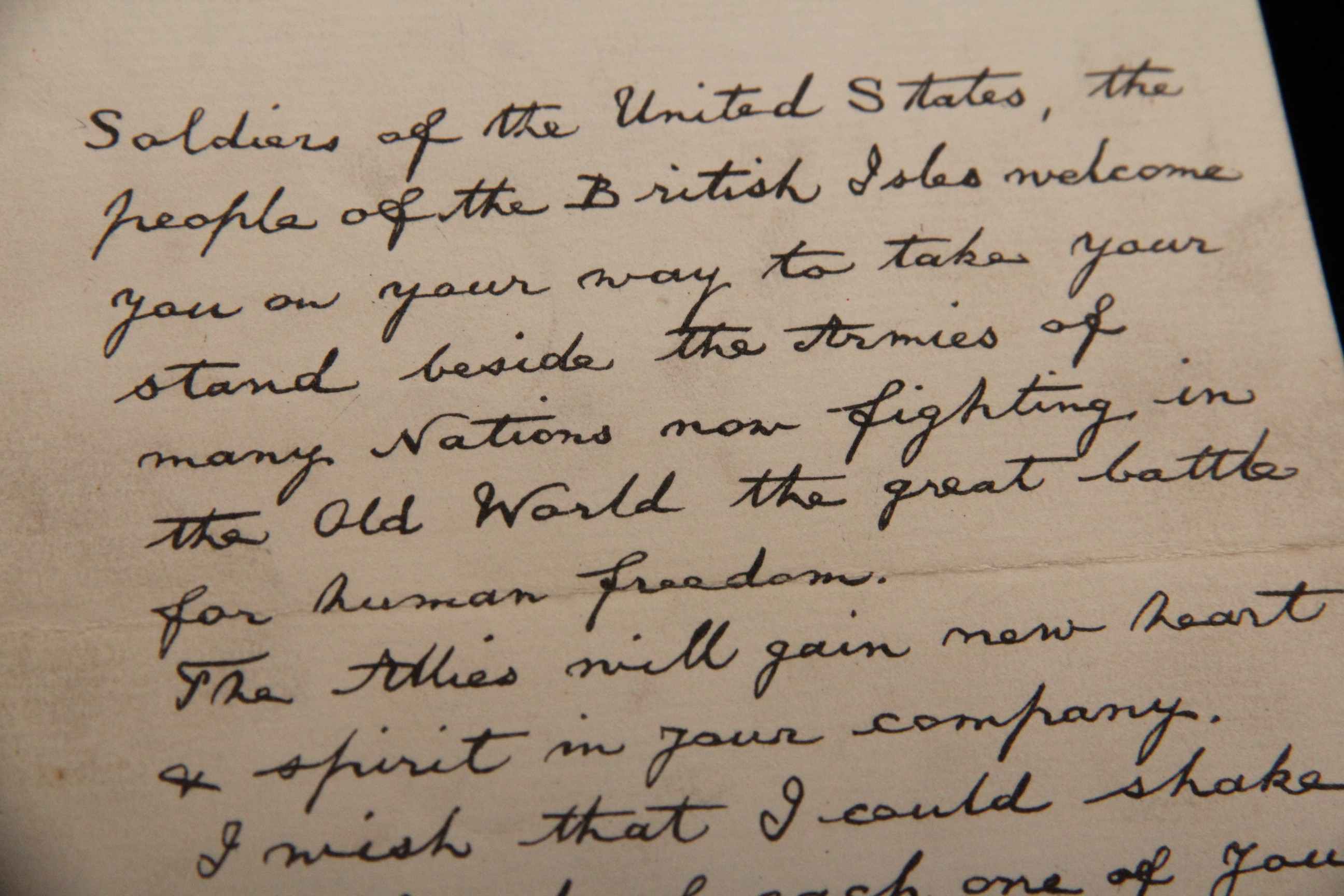 Handwritten Letter to American WWI Soldiers by King George V
