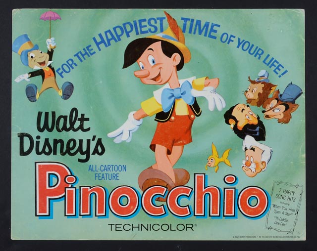 Set of 1971 Color Lobby Cards for Walt Disney's "Pinocchio"