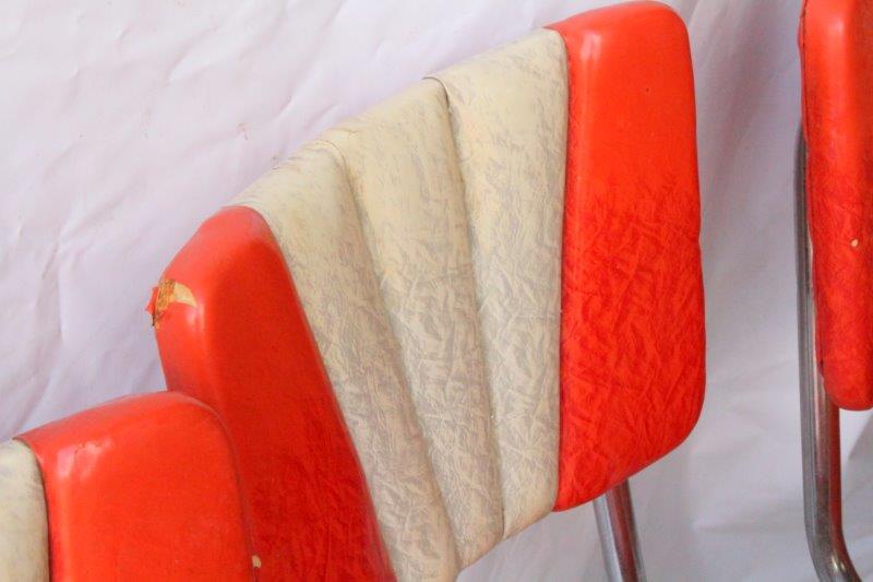 Four Mid-Century Vinyl and Chrome Chairs