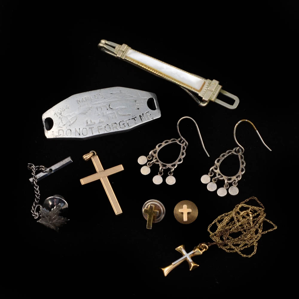 Vintage Jewelry Assortment Including Krementz and a 1944 "Sweetheart" Bracelet