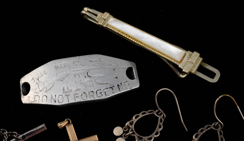 Vintage Jewelry Assortment Including Krementz and a 1944 "Sweetheart" Bracelet