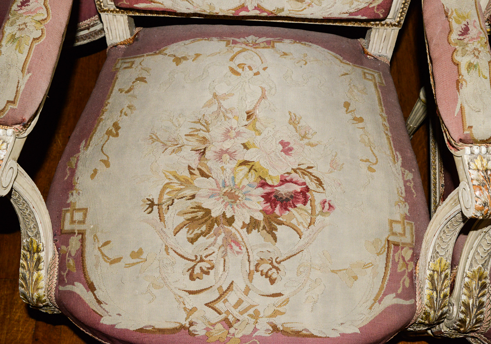 Set of Louis XVI Style Partial Gilt Chairs