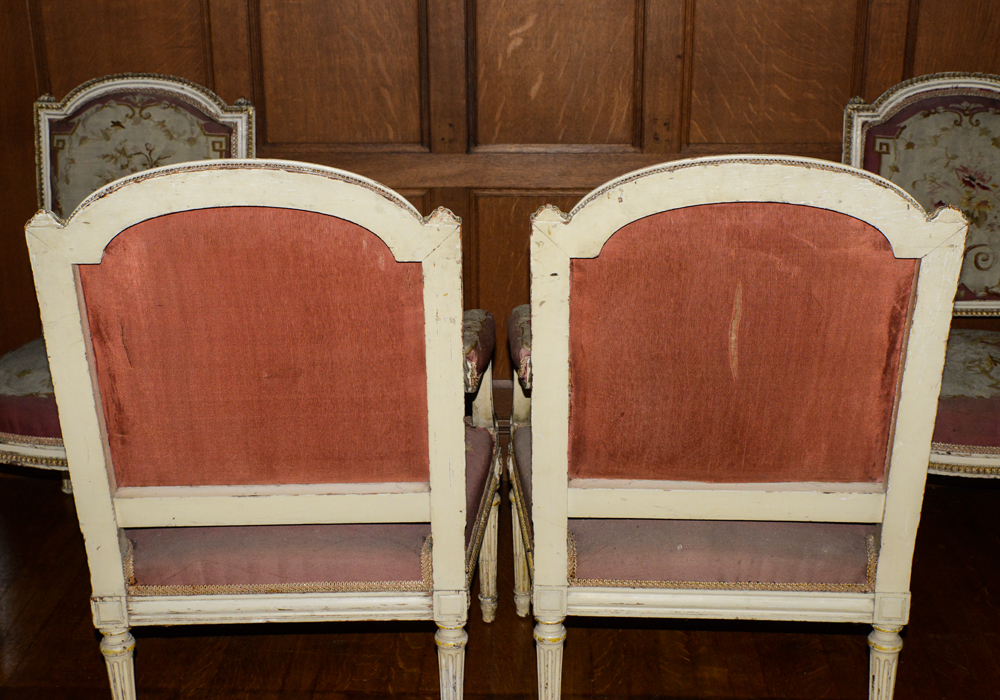 Set of Louis XVI Style Partial Gilt Chairs