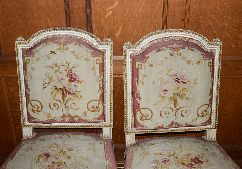 Set of Louis XVI Style Partial Gilt Chairs