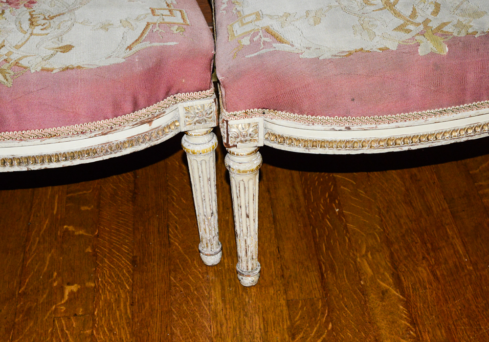 Set of Louis XVI Style Partial Gilt Chairs