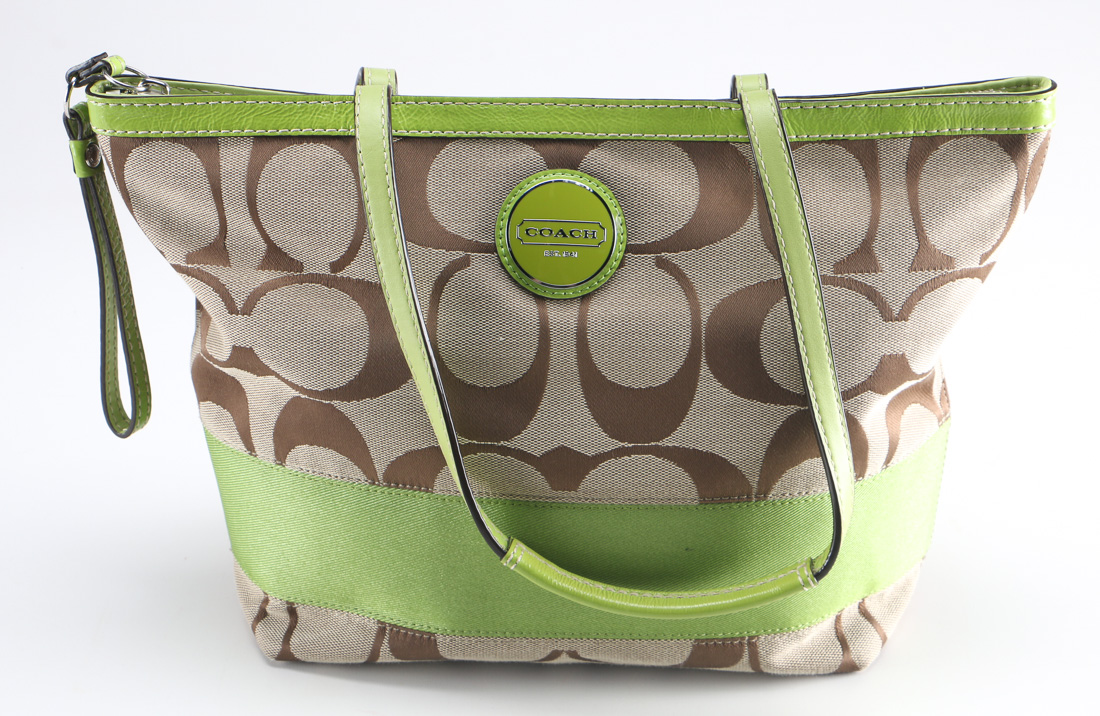 Lime Green Trimmed Coach Bag