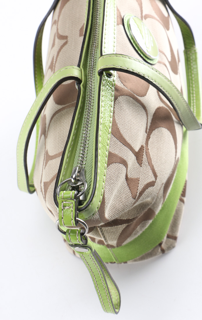 Lime Green Trimmed Coach Bag