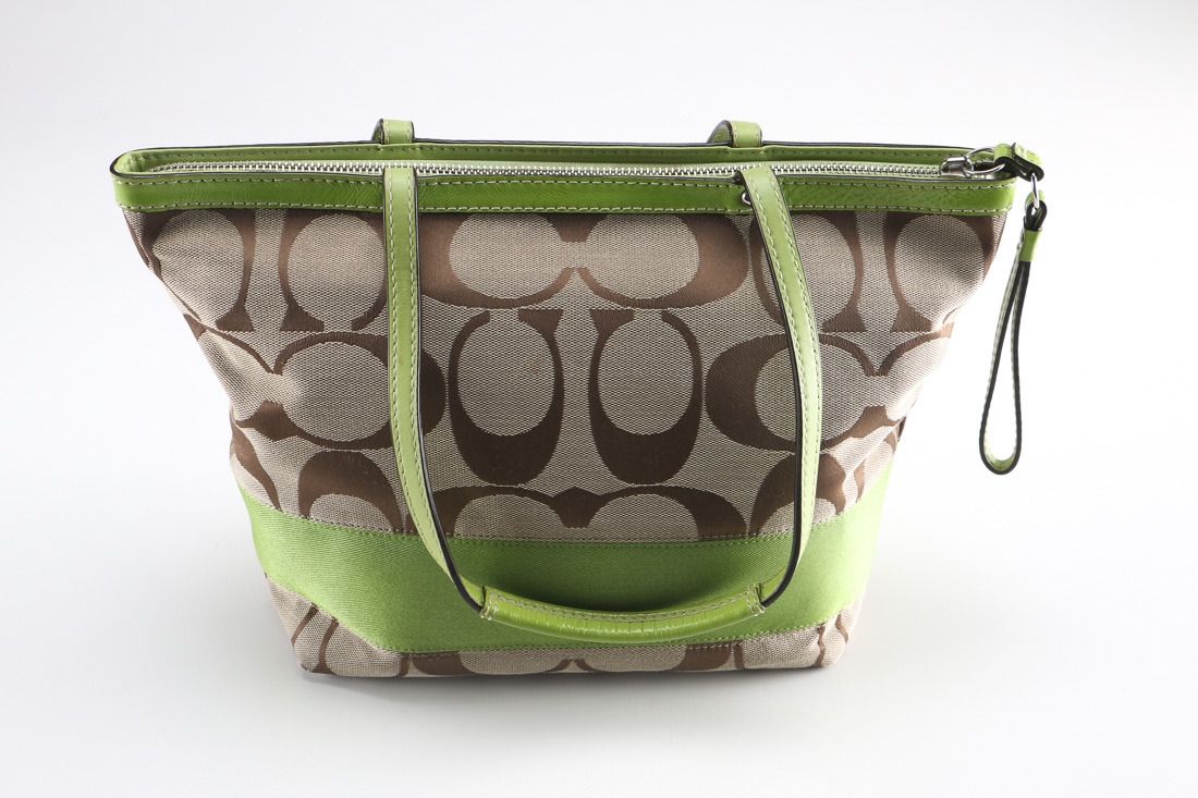 Lime Green Trimmed Coach Bag