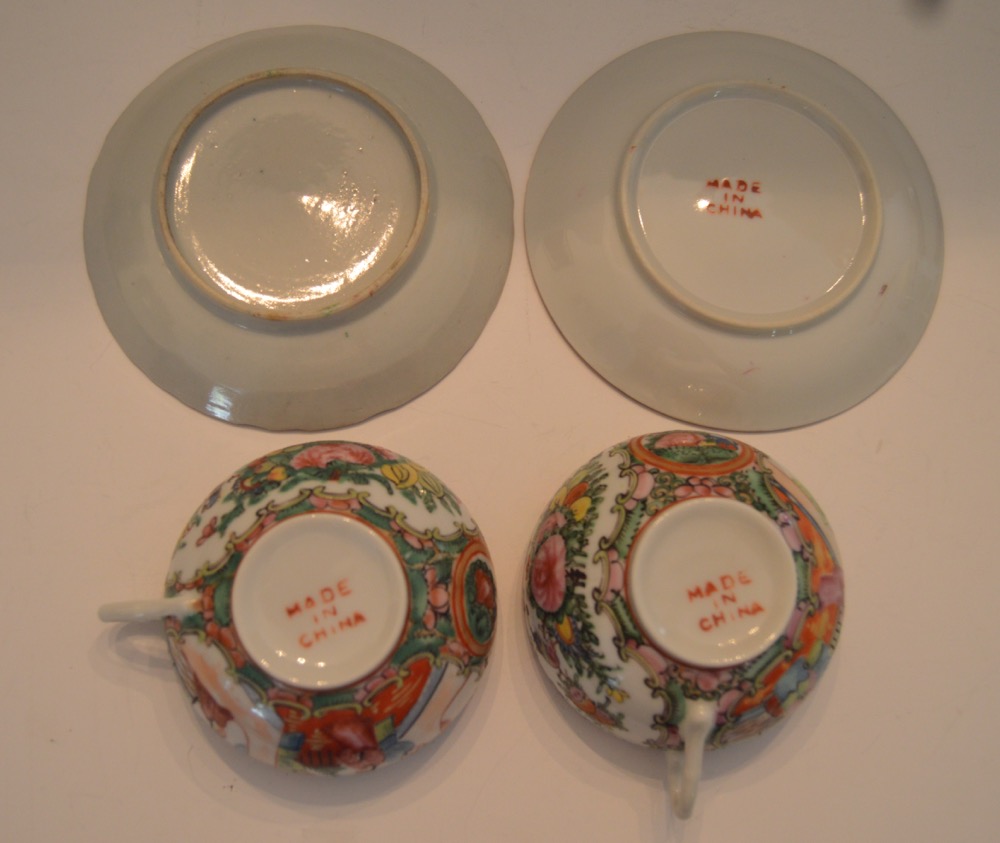 Vintage Chinese Rose Medallion Teacups and Saucers