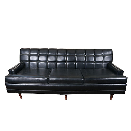 Black Leather Quilted Sofa