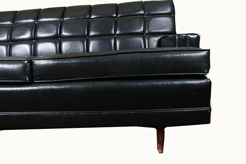 Black Leather Quilted Sofa