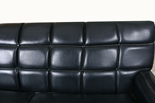 Black Leather Quilted Sofa