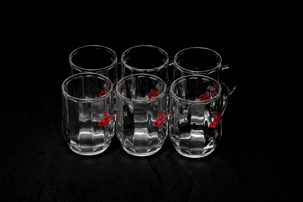 Set of Beveled Glass Mugs