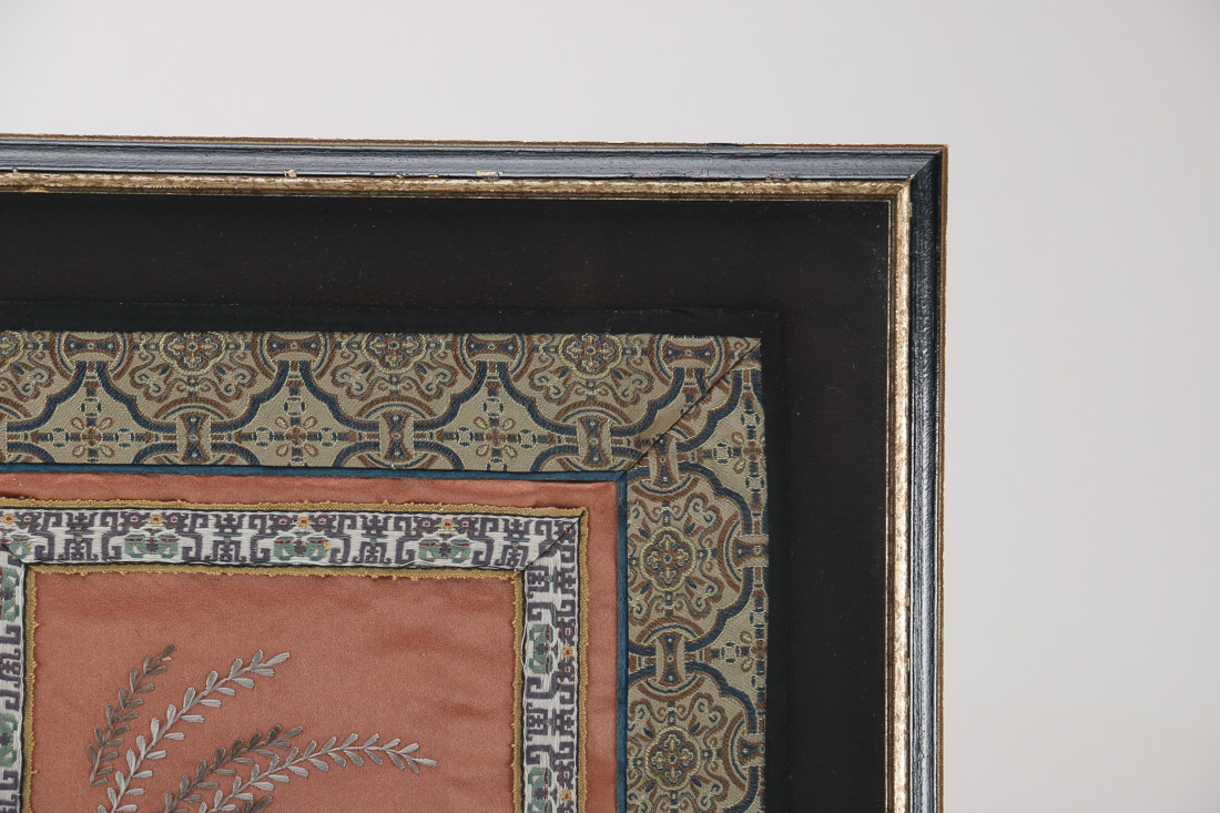 Framed Chinese Silk Embroidery with Cranes