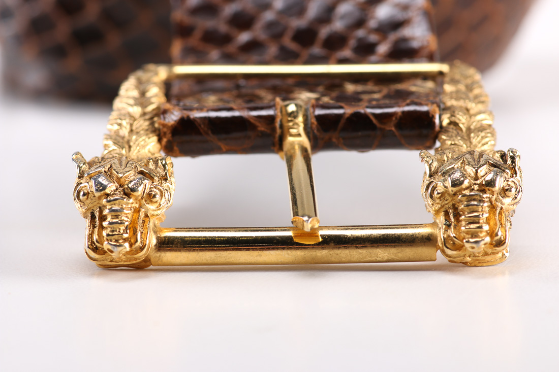 Christian Dior Brown Leather Snakeskin Belt