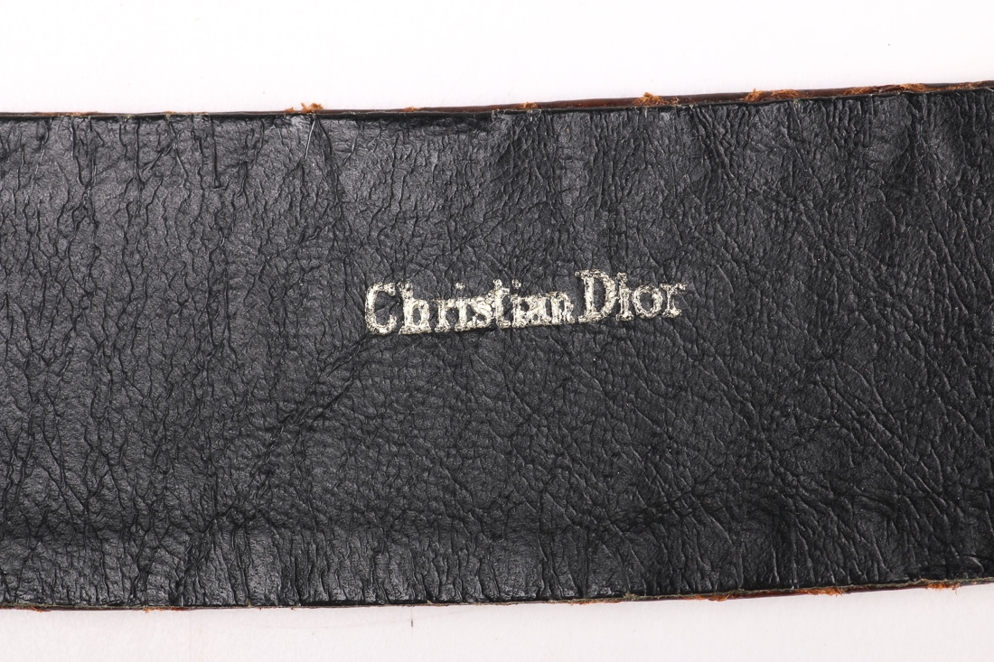 Christian Dior Brown Leather Snakeskin Belt
