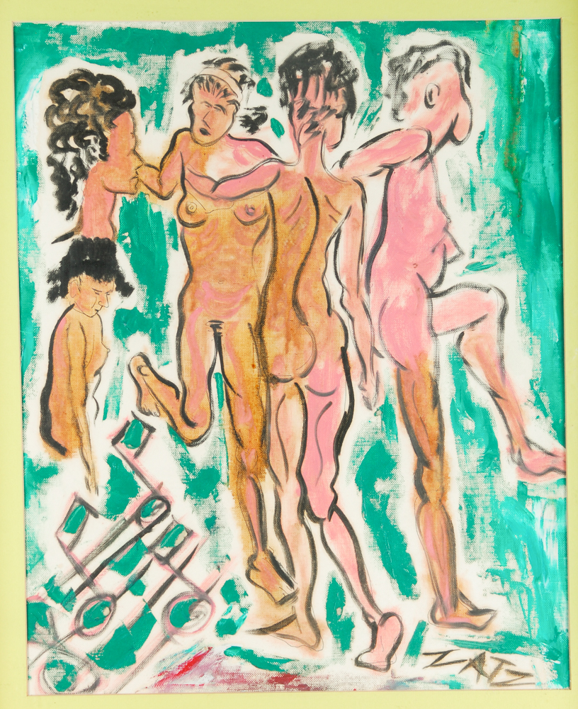 Leonard Zatz Dancing Nudes Oil on Canvas