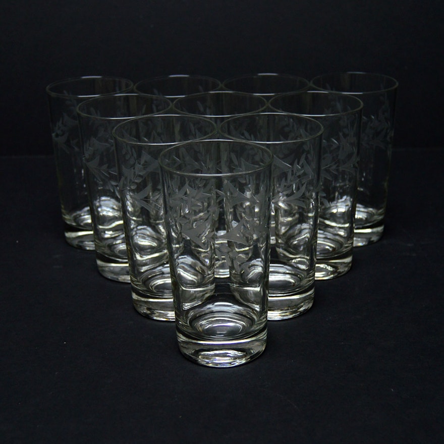 Etched Floral Highball Glasses