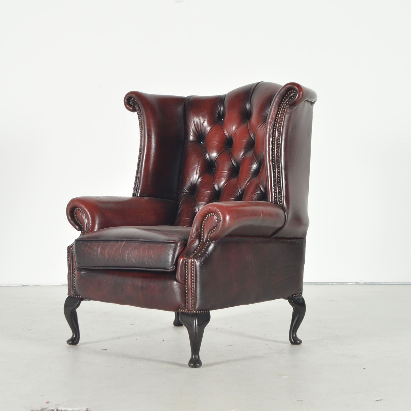 Burgundy Leather Wingback Chair