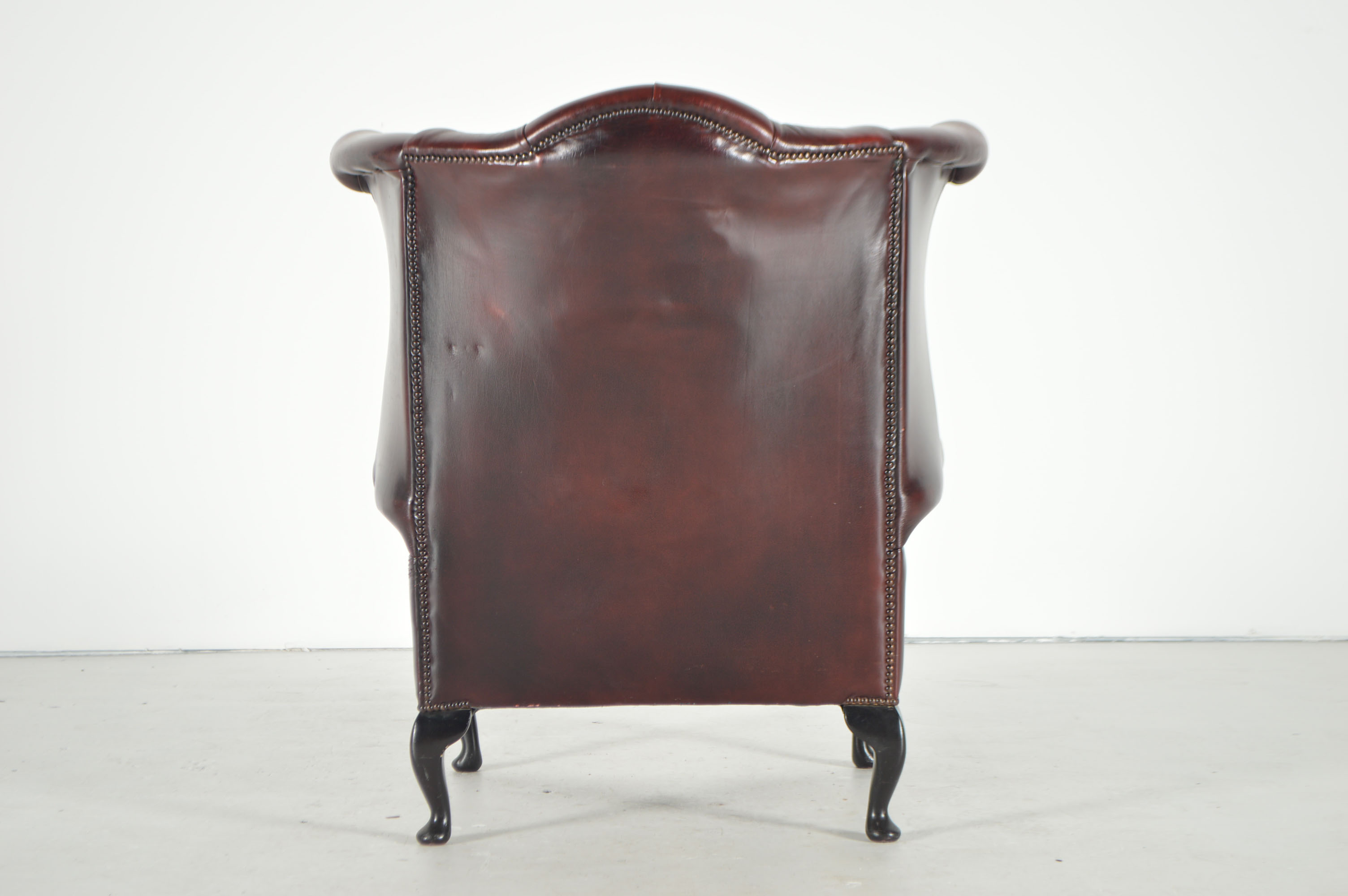 Burgundy Leather Wingback Chair