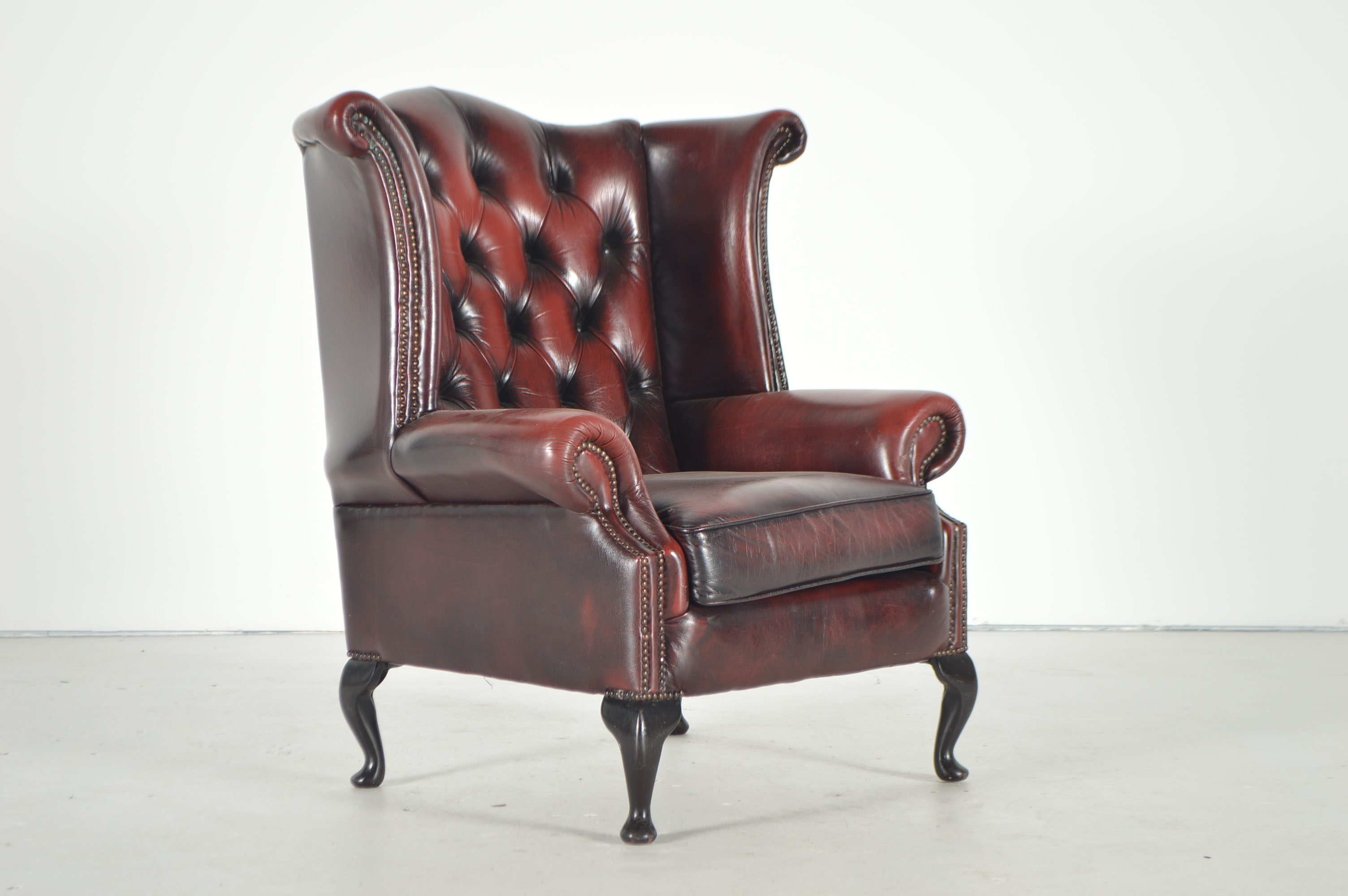 Burgundy Leather Wingback Chair