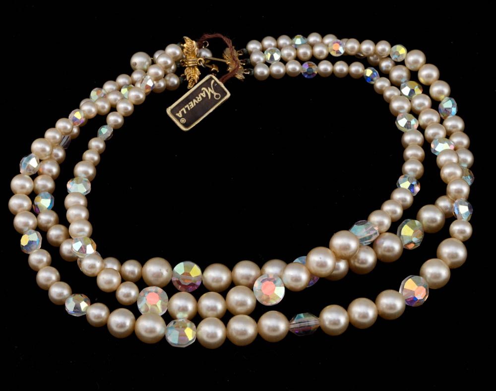 Vintage Marvella Faux Pearl and Crystal Rhinestone Set