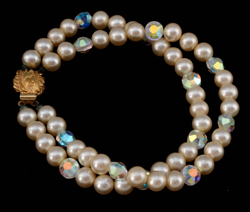 Vintage Marvella Faux Pearl and Crystal Rhinestone Set