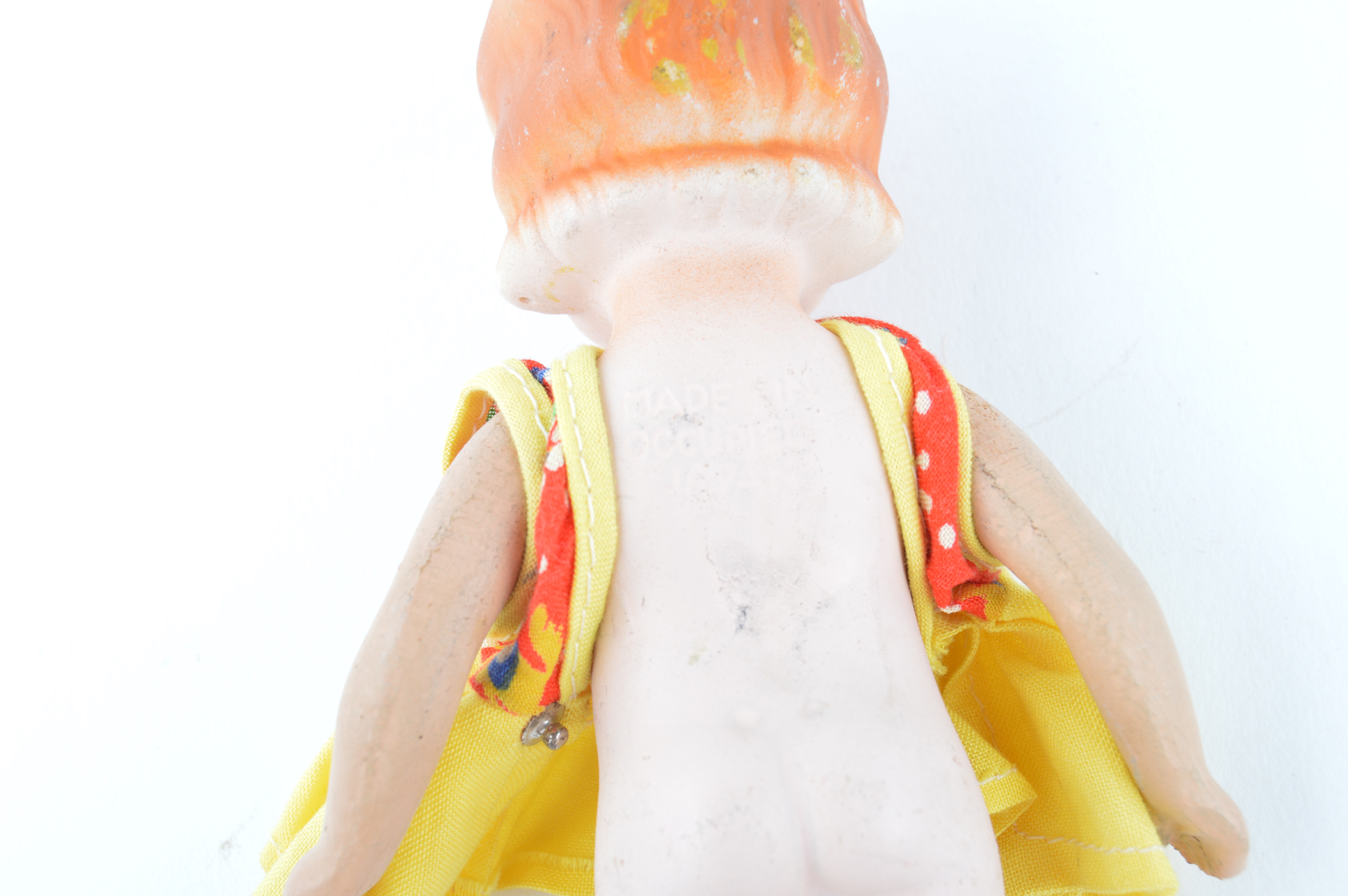 Four Vintage Japanese Bisque Porcelain Dolls with Dresses