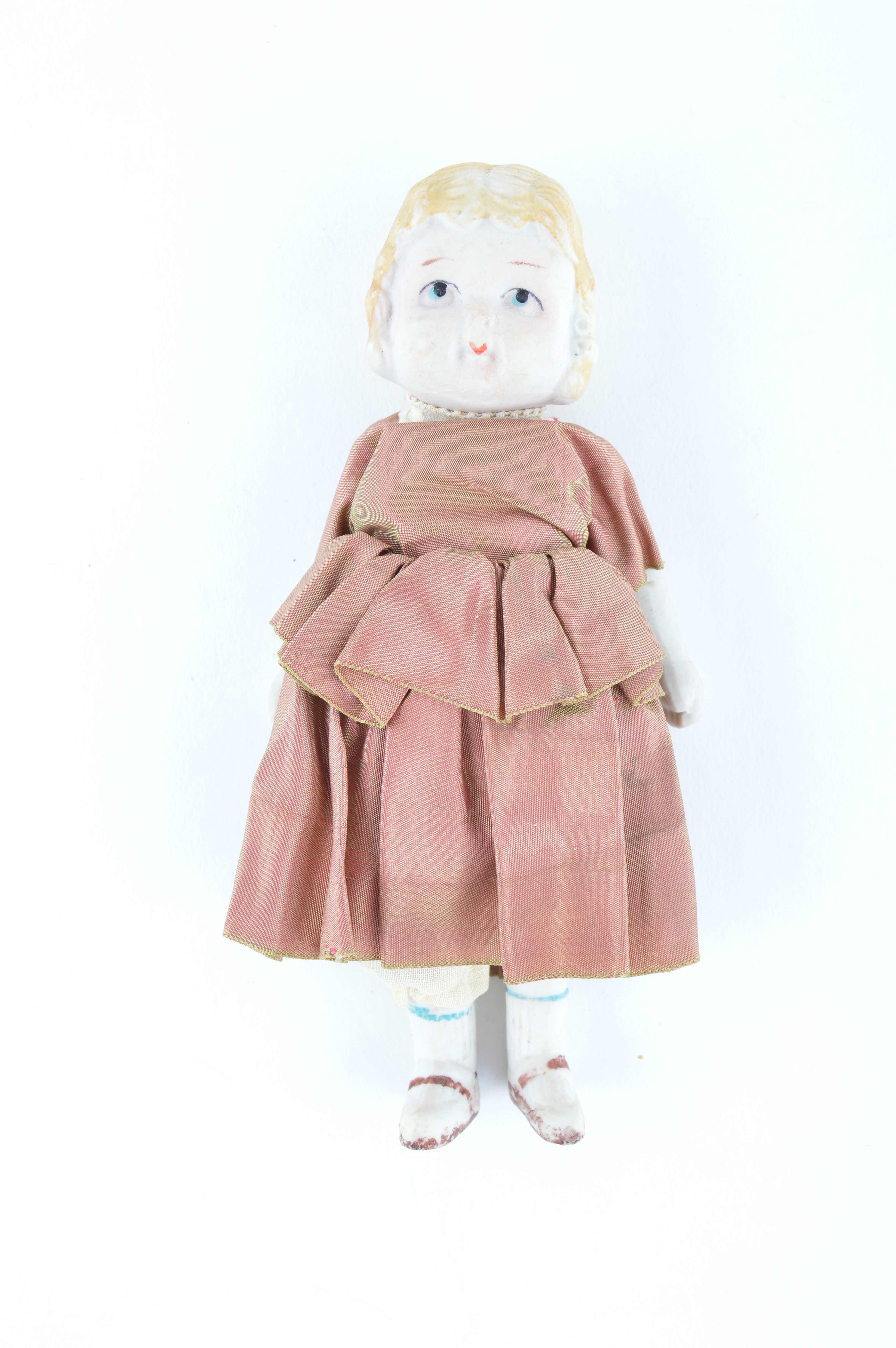 Four Vintage Japanese Bisque Porcelain Dolls with Dresses