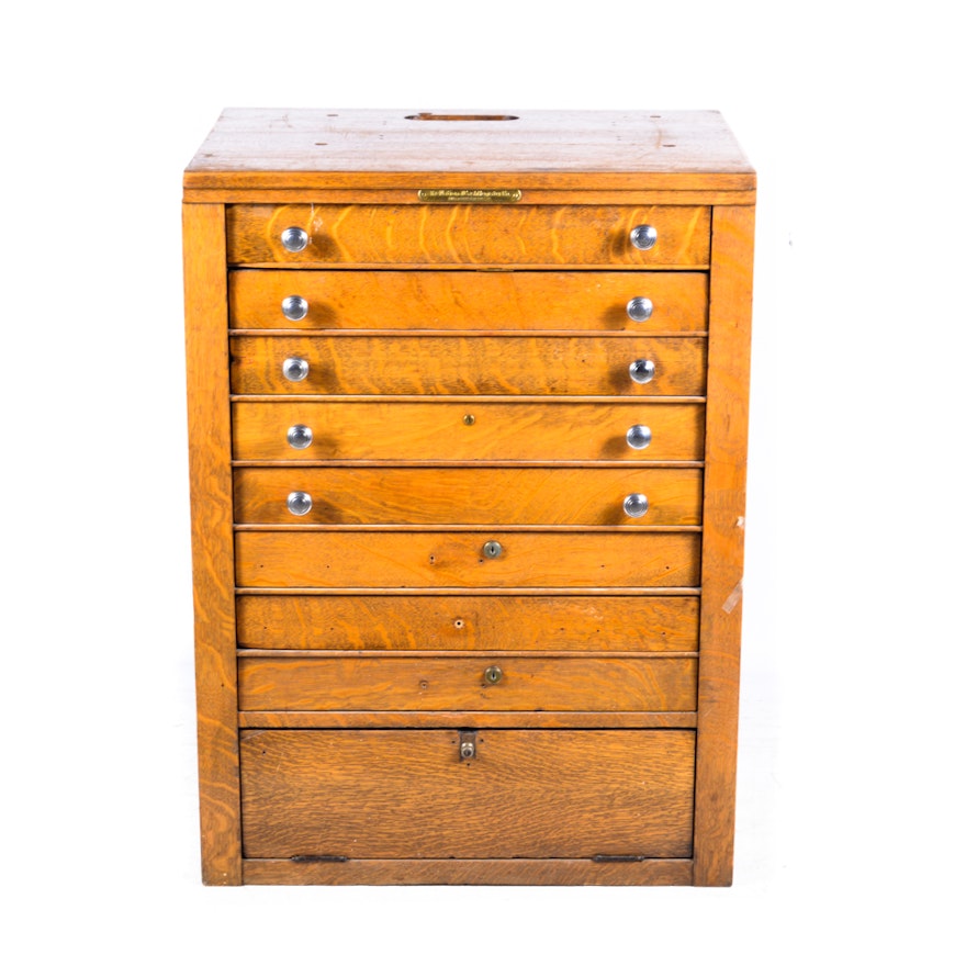 Late 19th-Early 20th Century Oak Cash Register Cabinet by The National Cash Register Co.
