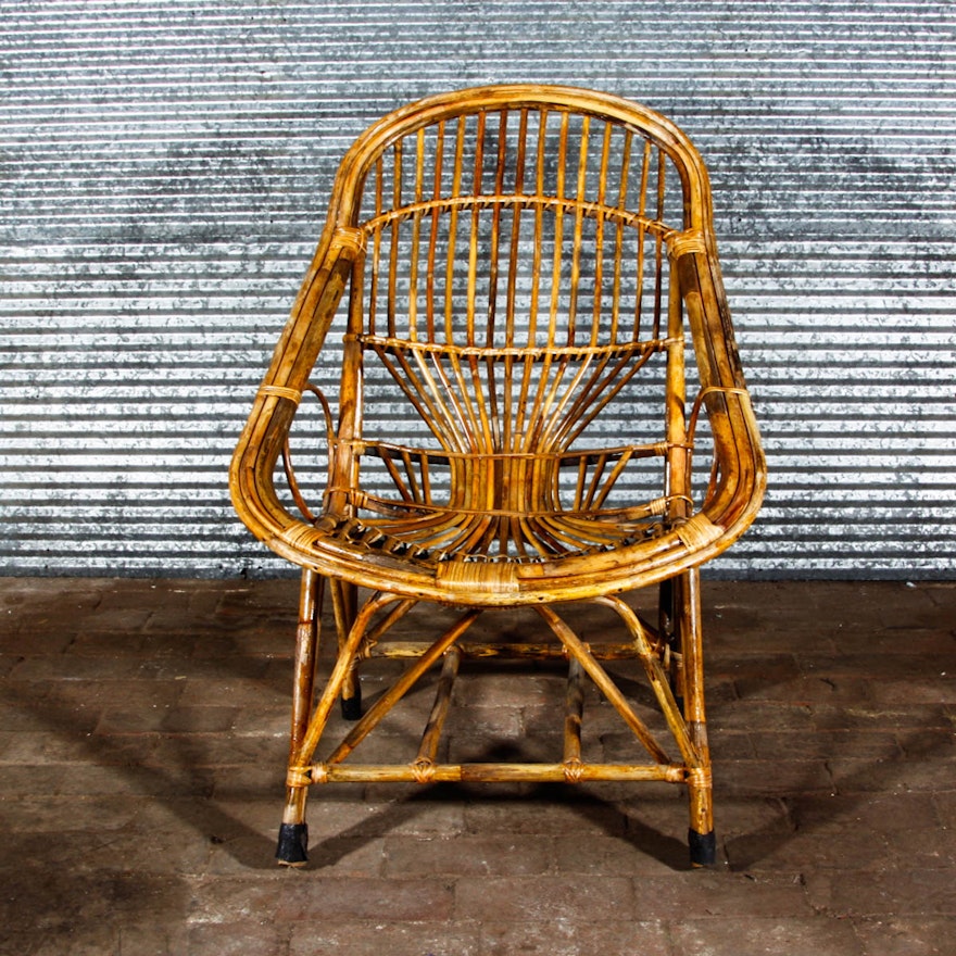 Rattan Mid Century Style Accent Chair