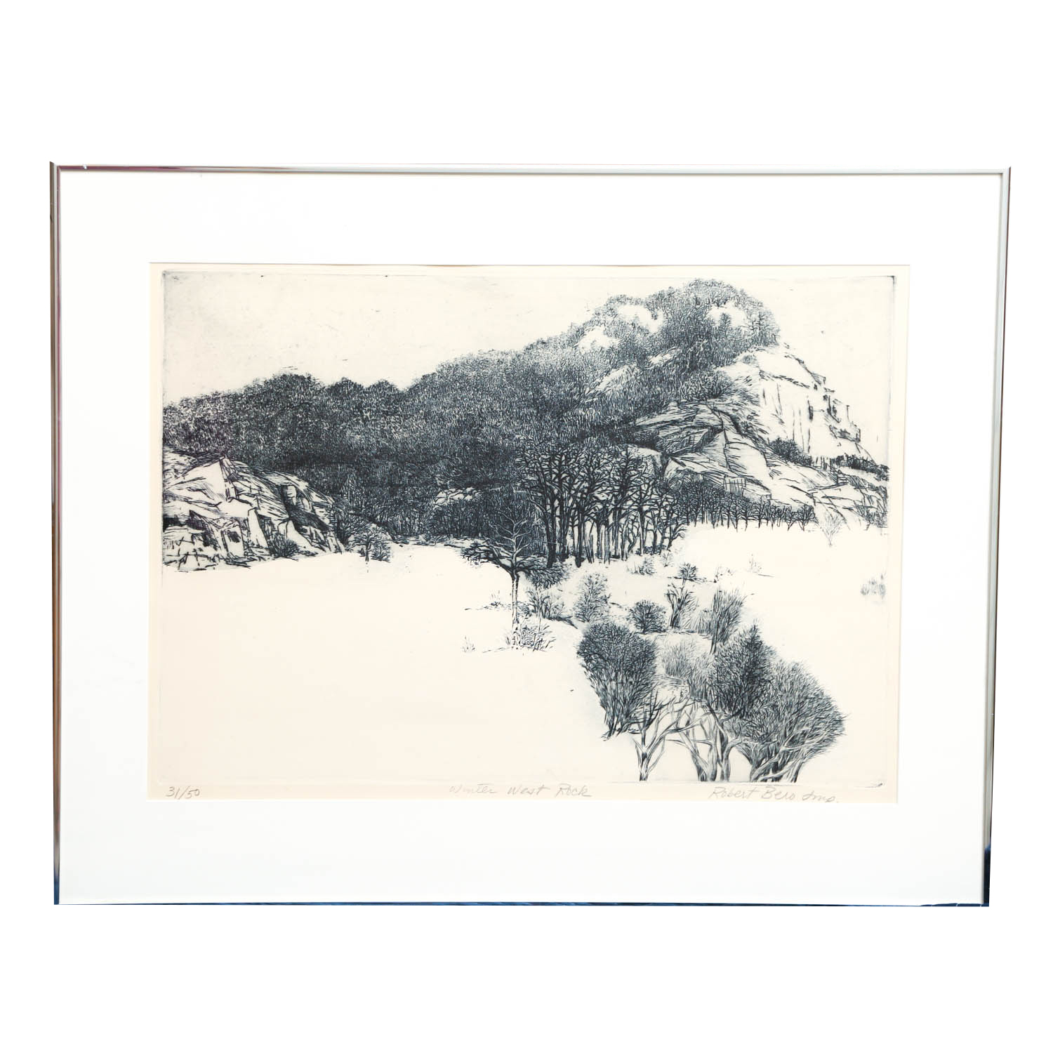 Robert Bero "Winter West Rock" Signed Limited Edition Aquatint Etching