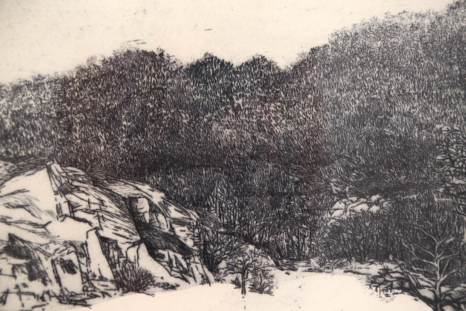 Robert Bero "Winter West Rock" Signed Limited Edition Aquatint Etching