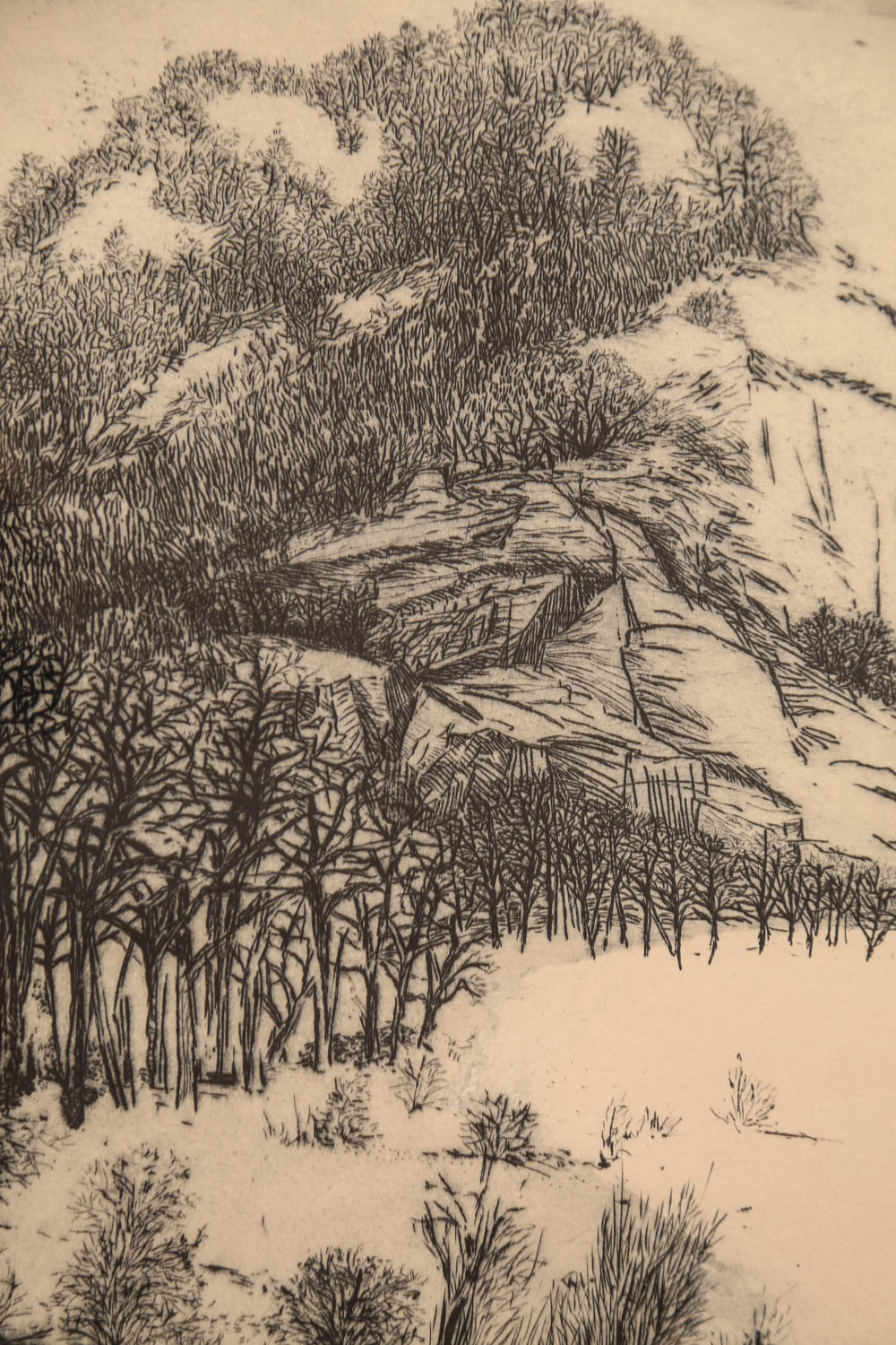 Robert Bero "Winter West Rock" Signed Limited Edition Aquatint Etching